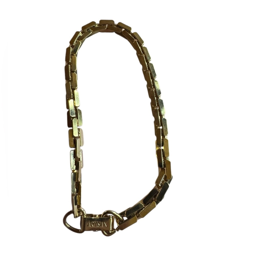 Vintage Artisan 8” Long Thick Gold Plated Box Link Bracelet